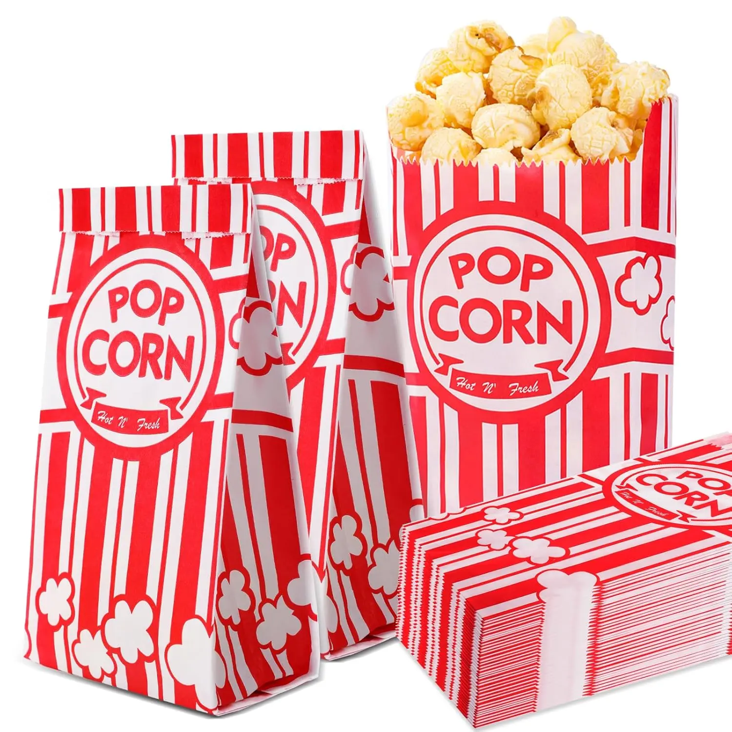 Paper Popcorn Bags,100 Pack 1oz Popcorn Bags Individual Servings, Popcorn Bag Bulk for Popcorn Machine,Movie Nights Pop Corn Bags