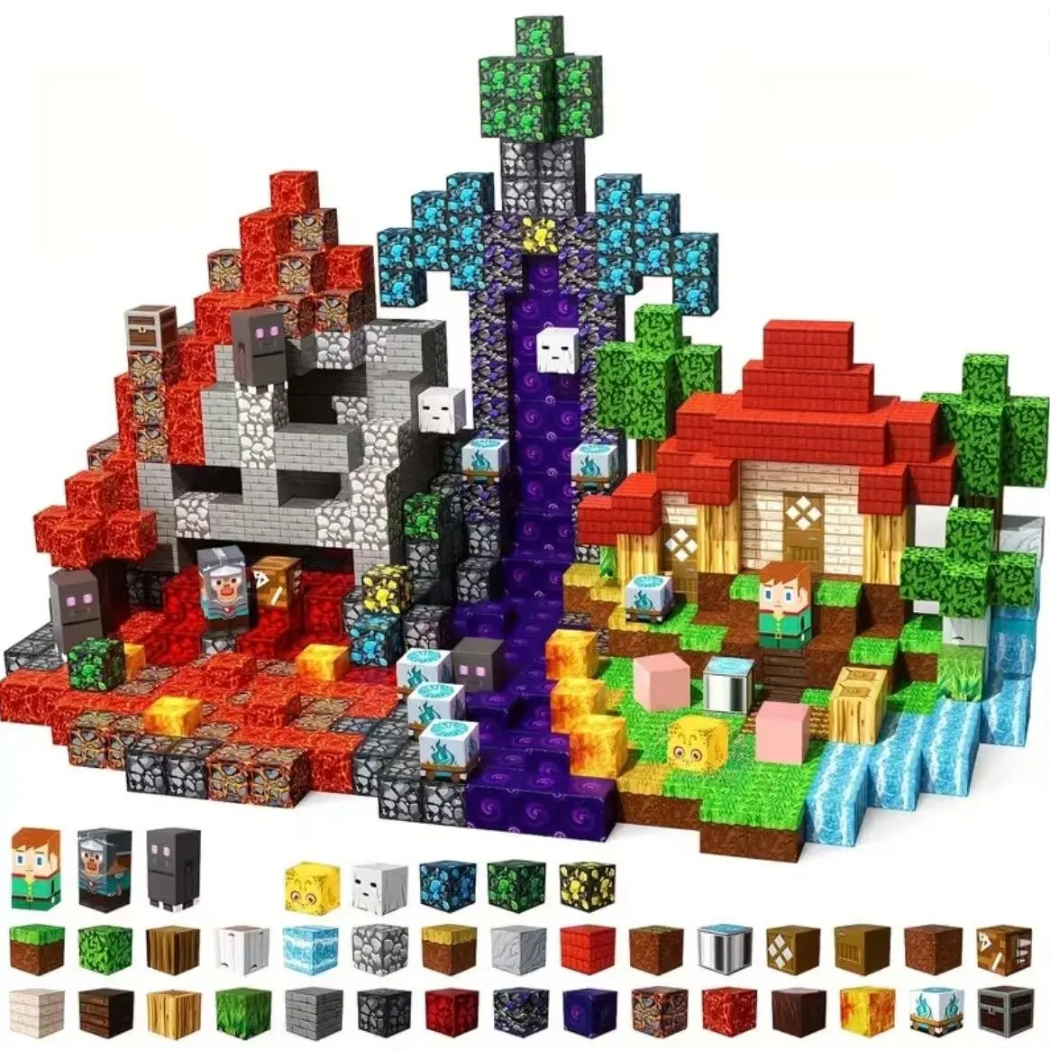 200-300pcs Magnetic Building Blocks Toy, Hell Forest DIY Cube Stem Sensory Playset, Perfect Gift for Kids Ages 3-10, Christmas & Birthday Present
