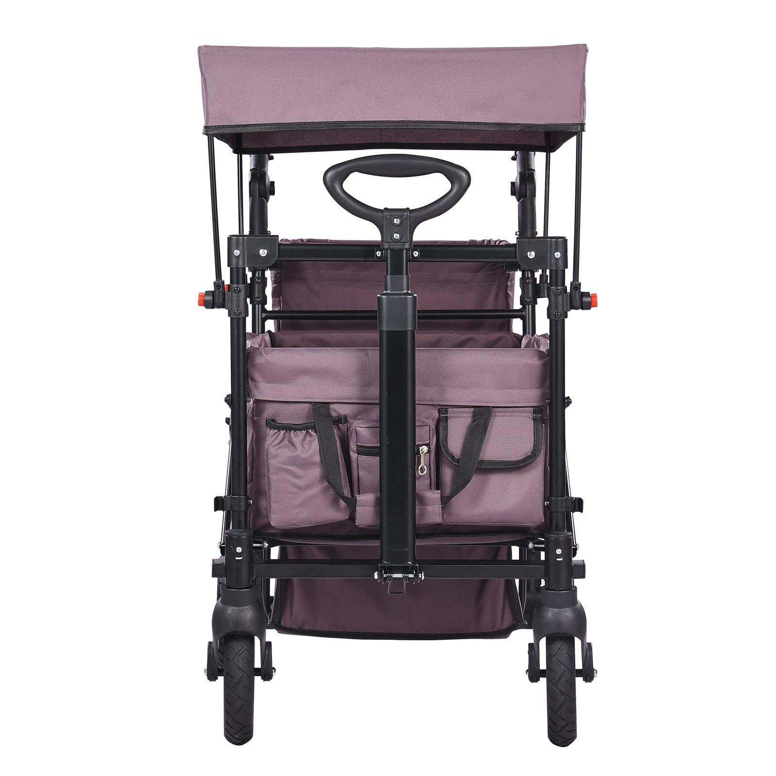 VEVOR Wagon Stroller for 2 Kids, Push Pull Quad Collapsible Stroller with Adjustable Handle, Encircling Harness Removable Canopy,4 Wheels w/ Brakes,Mutifunction Tandem Stroller for Camping Dark Purple VEVOR Wagon Stroller for 2 Kids, Push Pull Quad Collapsible Stroller with Adjustable Handle, Encircling Harness Removable Canopy,4 Wheels w/ Brakes,Mutifunction Tandem Stroller for Camping Dark Purple