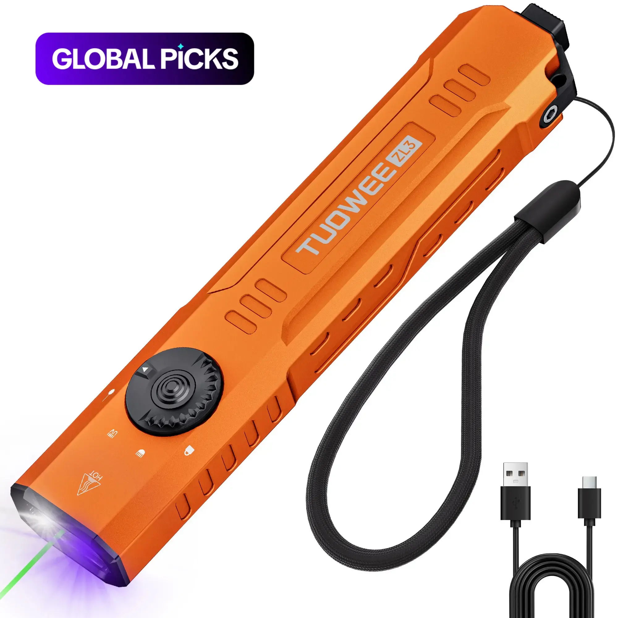 1500 Lumens Rechargeable EDC Flat-Panel Light with Green Laser, UV and LED Combo, High-Lumen Magnetic LED Flashlight, Powerful Handheld Flashlights, Bright Portable Pocket Light, Camping Flashlight, Outdoor Emergency Torch #GLOBAL PICKS