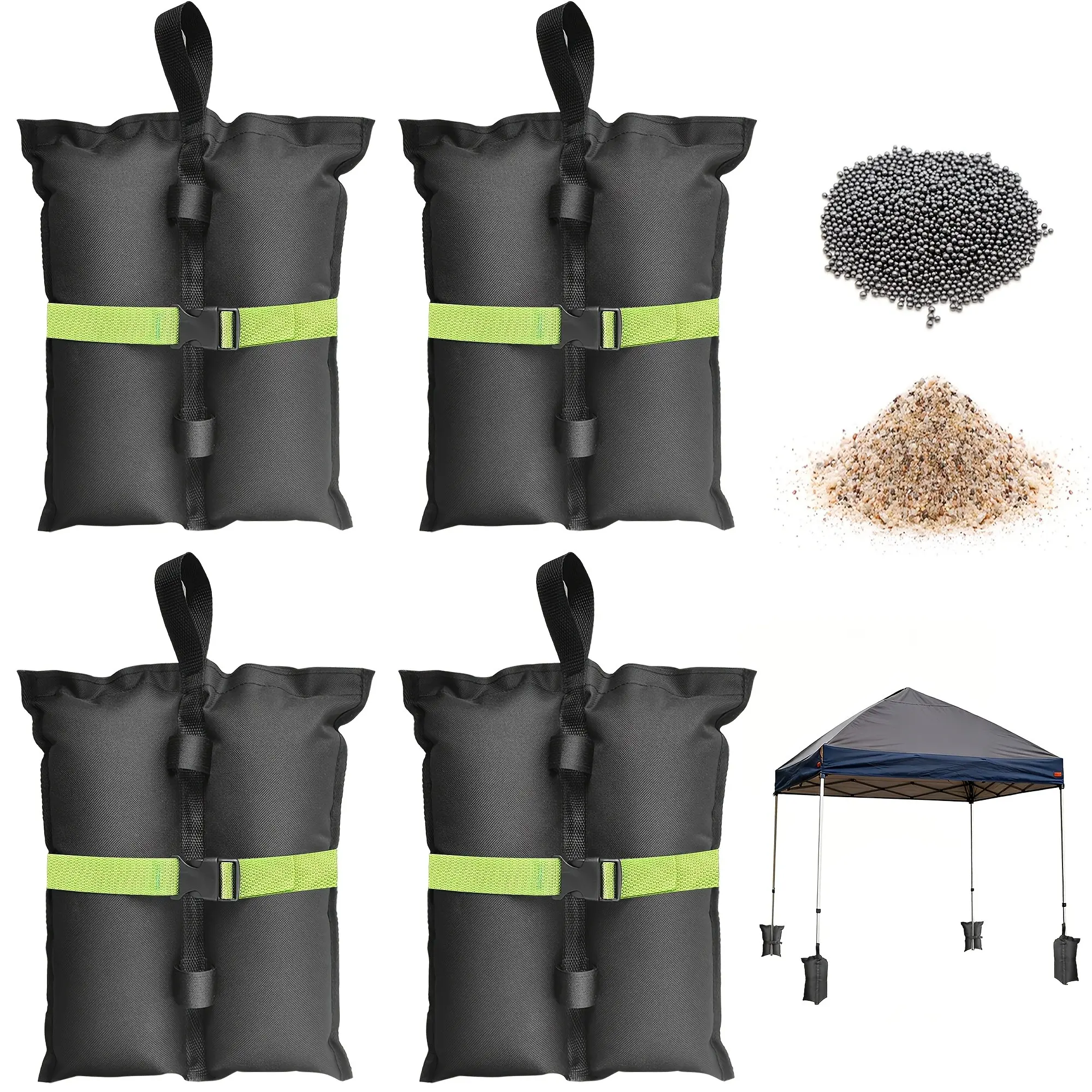 4pcs Gazebo Weights Canopy Weights 4 Pack, Heavy Duty Durable 600D PVC Sand Bags for Pop Up Tent, Patio Umbrella, Sun Shelter, Trampoline