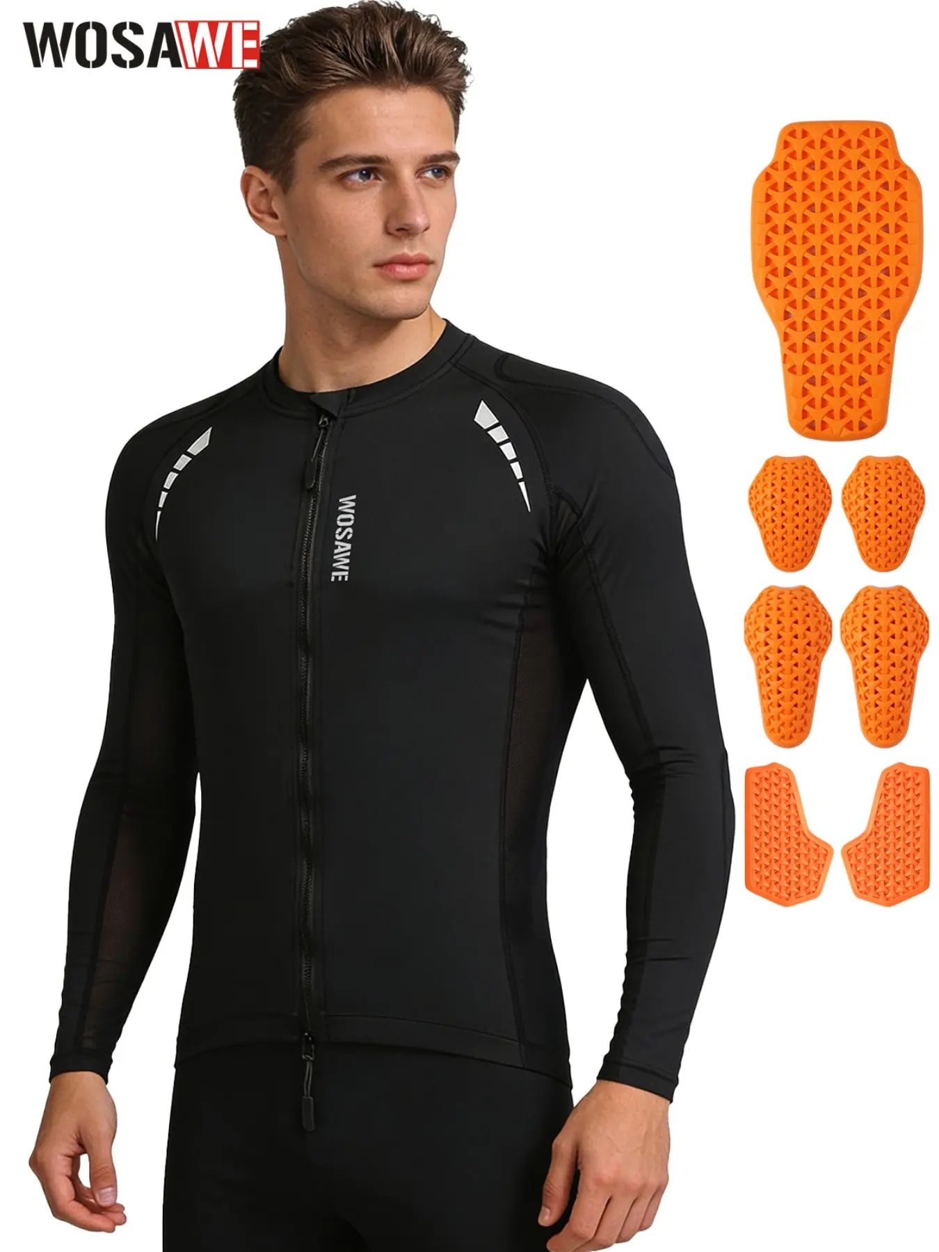 WOSAWE Men's Mesh Motorcycle Jacket Padded Motorcycle Shirt with Back Summer Sport Bike Riding Gear