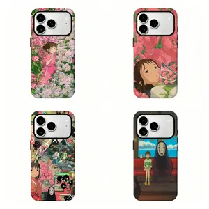 Spirited Away floral anime film phone case|Chihiro and No Face Man train scene print film Compatible With iPhone 17 Pro Max,16,15,14,13,12,11 & Samsung S21,S22,S23,S24,S25,S26, Shockproof Protective trending case,Ideal Gift For Anime Fans