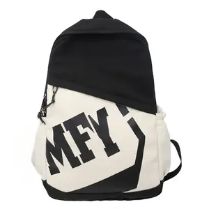 New Color Block Letter Printed Backpack, Durable Unisex School Bag For Male And Female Students,Comfortable Shoulder Design And Trendy Look, Suitable For Campus Study, Daily Commute, Outdoor Trips And Casual Daily Use