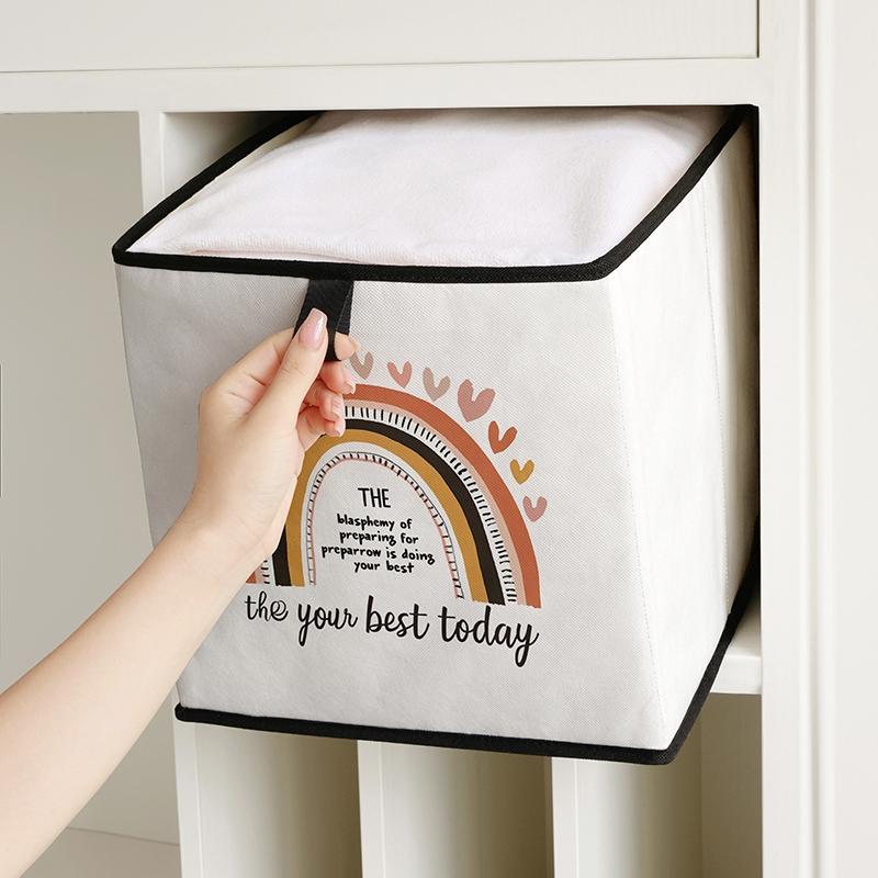 Rainbow Pattern Open Storage Box, Stackable Drawer Organizer, Durable Multi-Functional Design for Home Dorm Room Organization