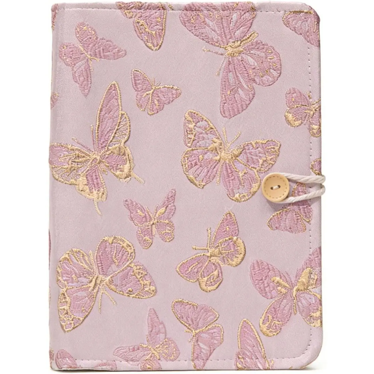 A5 Binder Embroidered Flower Journal, Rope-Tied Button Binding Notebook, Refillable 6 Ring Binder, 180 Pages Paper, Personal Planner Binders for Daily & Study Arrange (-Butterfly-A5)
