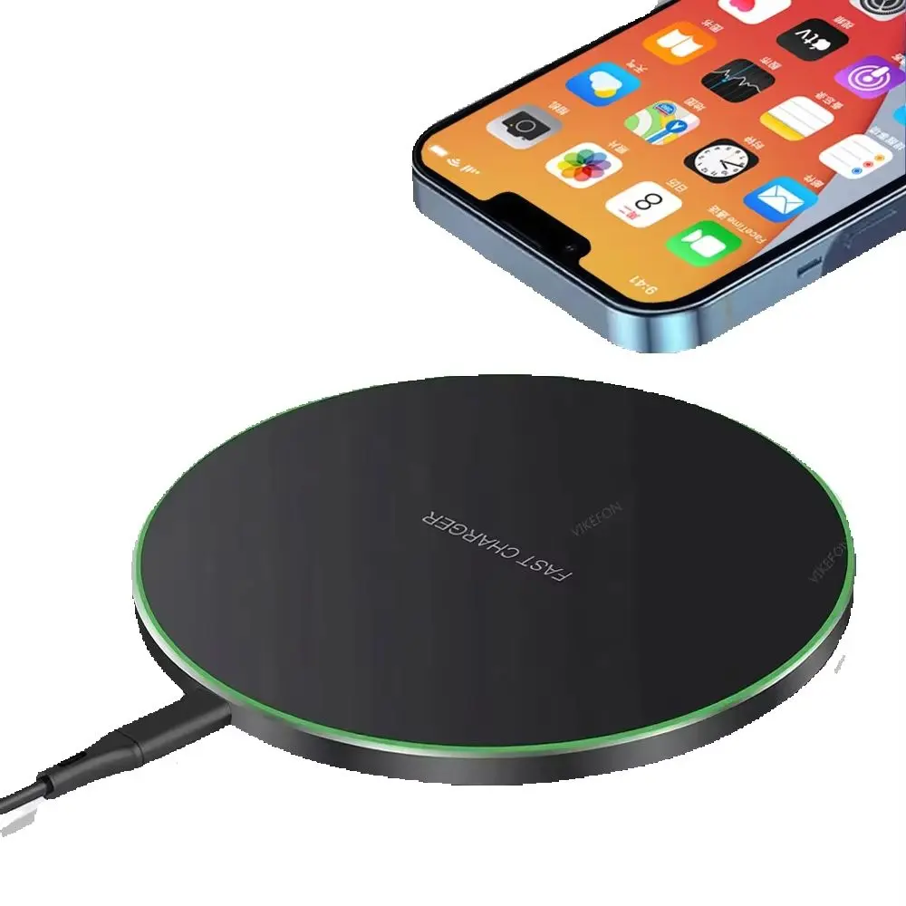 LED Light Wireless Charger Pad - Fast Charging Universal Pad, Wireless Chargers for iPhone 17/16/15/14/13/12 Pro Max, Samsung S25, AirPods 4/3/Pro2/1, Mobile Device Adapter, USB-C Cable Compatibility, Black Type C Cable Charging Solution