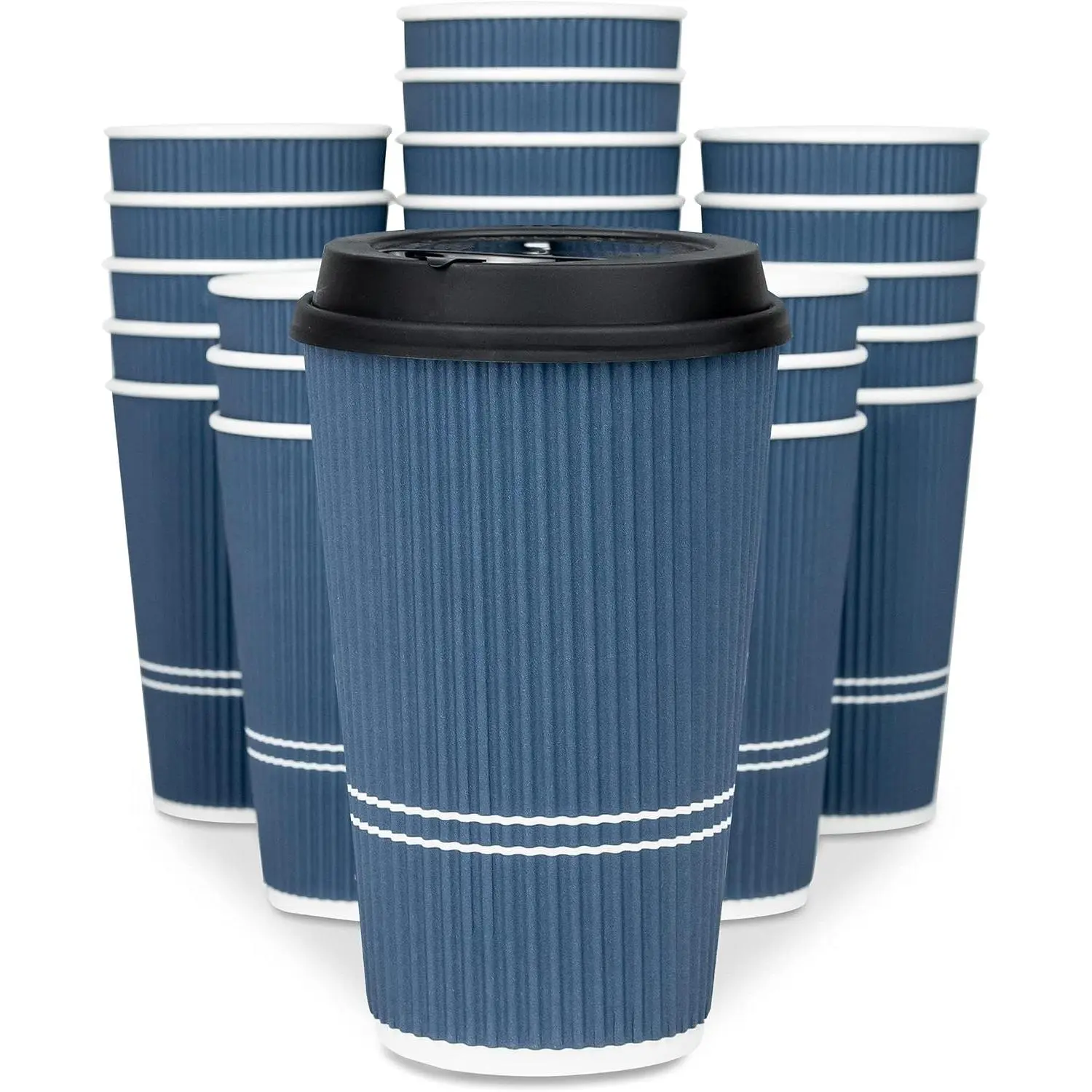 Disposable Coffee Cups With  - 16 oz To Go Coffee Cup (70 Set). Large Travel Cups Hold Shape With Hot and Cold Drinks, No Leaks! Insulated  Cup Protect Hands, No Sleeves needed!