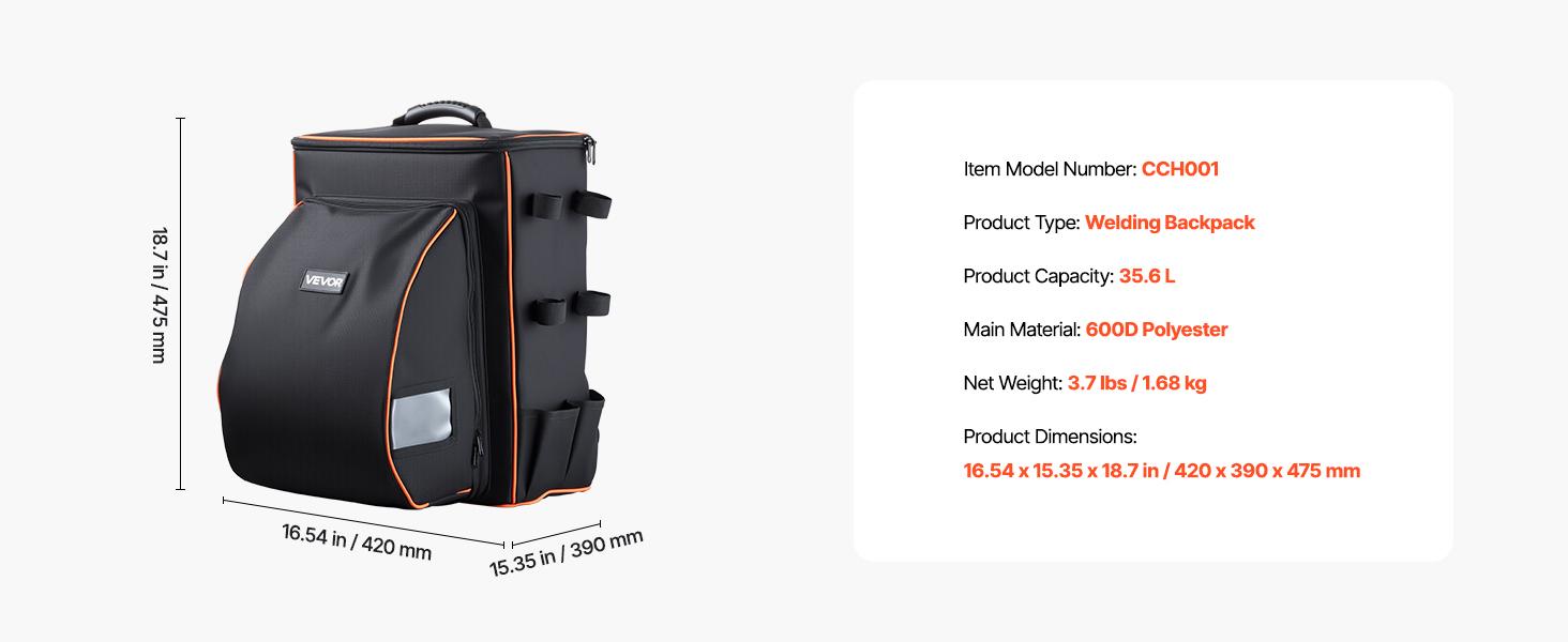 VEVOR Welding Backpack, 35.6L Welder Backpack for Tools and Helmet, 600D Polyester Extreme Gear Pack with Helmet Catch Bag, Multi-Purpose Gear Storage Bag for Welding, Outdoor Camping, Mountaineering