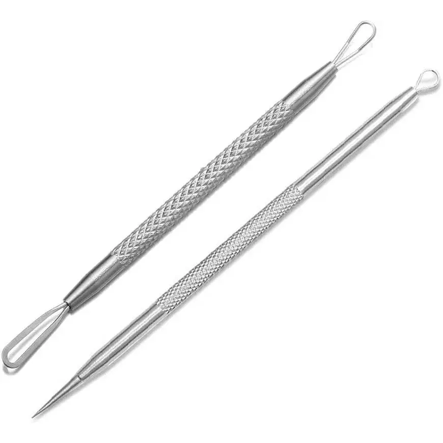 Pimple Extractor Tools, Blackhead Remover, Pimple Popper, Acne Removal Kit Risk Free Treatment for Blemish,Whitehead Popping (2PCS) Stainless Steel