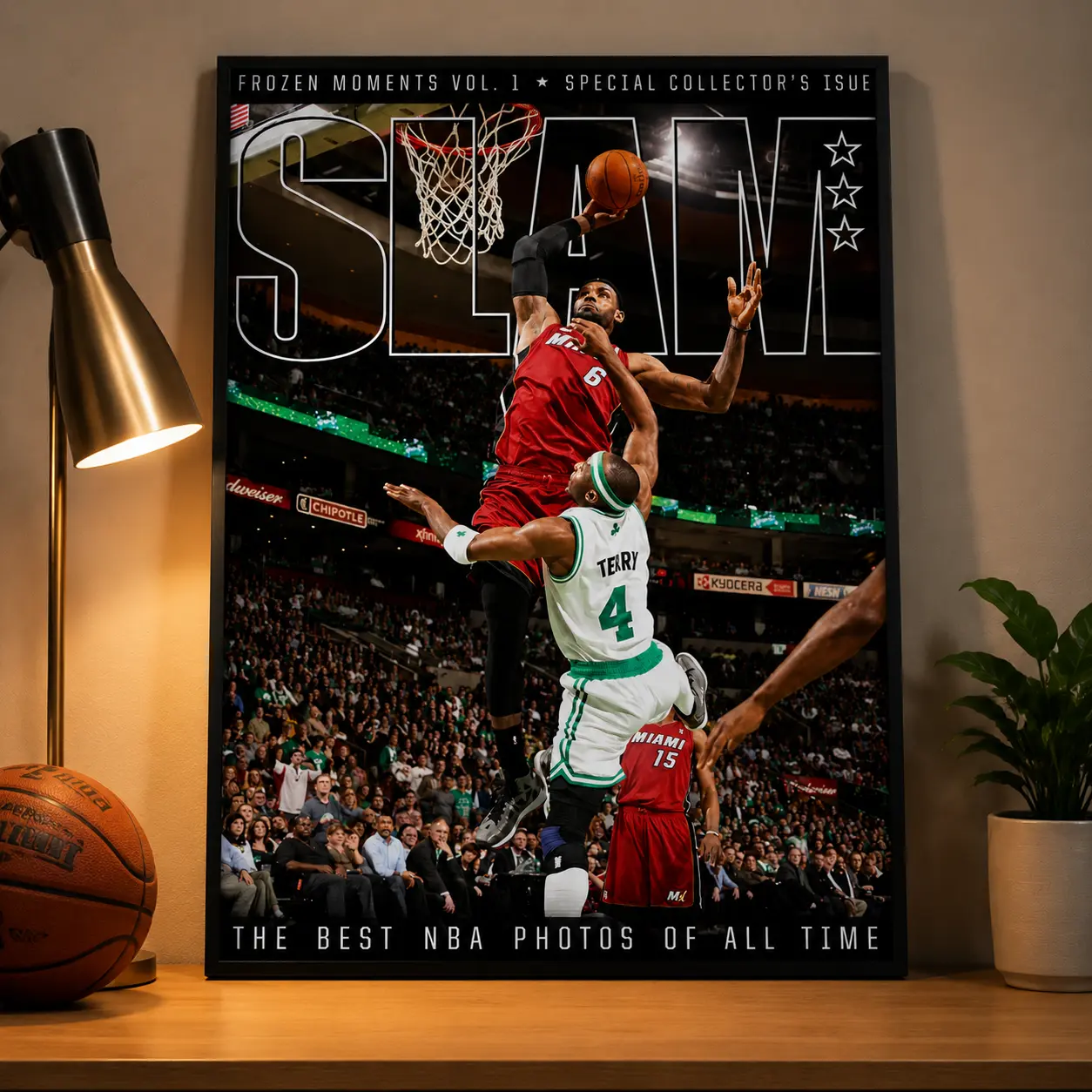 LeBron James Iconic Dunk Basketball Poster, NBA Legend Wall Art, Vintage Magazine Print, Basketball Sports Decor, Athletic Room Decor, Modern Home Decor, Basketball Fan Gift, Sports Collector Gift Art