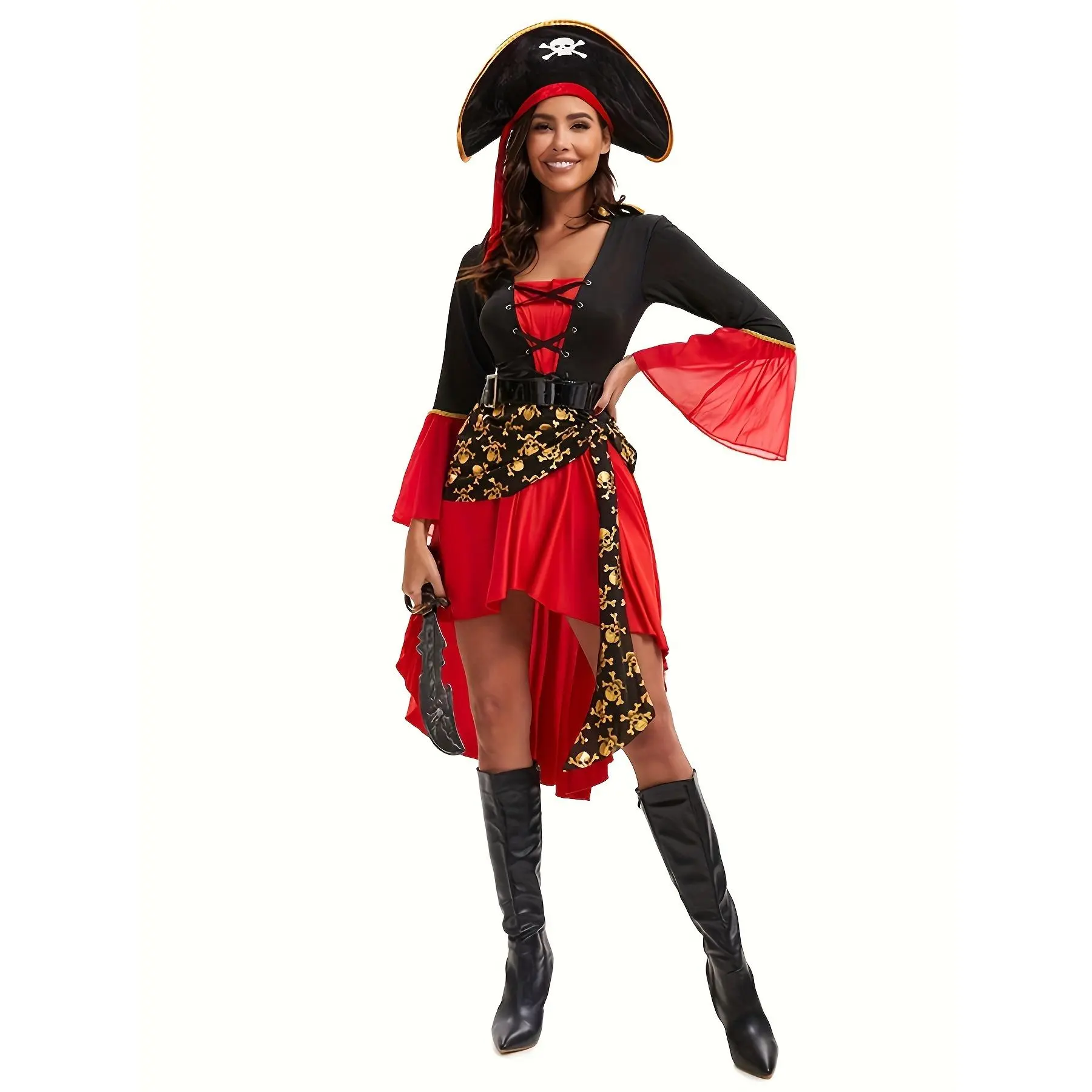 Women'S Pirate Cosplay Stage Performance Outfit Caribbean Pirate Masquerade Dress