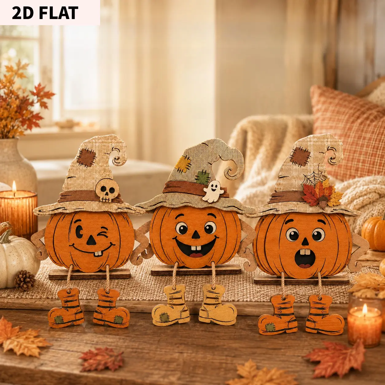 3-Piece Fall Wooden Decorative Signs, Thanksgiving Wall Art, Halloween Pumpkin Maple Leaf Design, Vintage Home Decoration, Perfect Gift