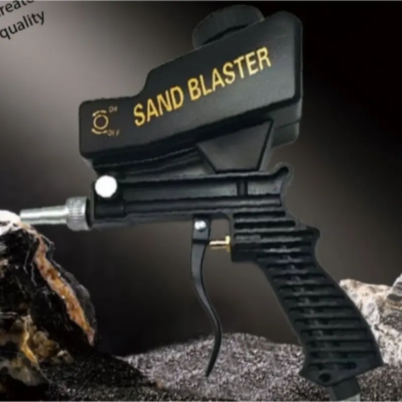 Portable Sandblasting Gun Kit, Air Compressor Handheld Sand Blaster, Quick Powerful Cleaning Tool, Plastic Brush Paint Brush BBQ Brush