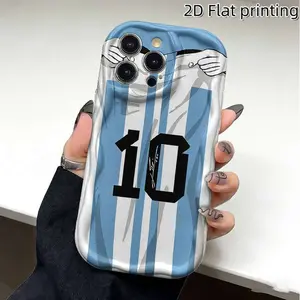 1pc, Argentina Jersey MESSI Number 10 Art Print Pattern Design Pattern Phone Case, 2D Flat Design, Thick Shockproof Phone Case, for iPhone 17 Air 16 15 14 13 12 11 Pro Max Plus  Case, Samsung Galaxy Phone Case, Suitable for Iphone And Galaxy Phones