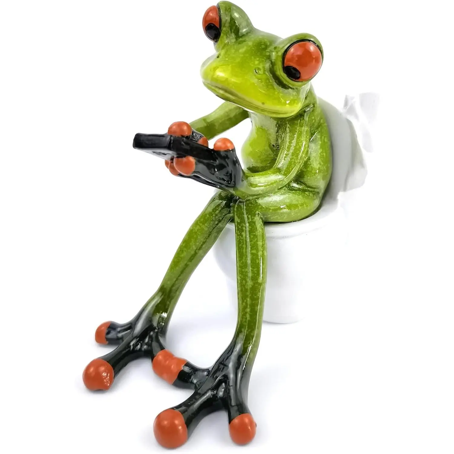 Cute Craft Resin Frog Figurines Statues, Adorable Decor Ornament for Home & Bathroom