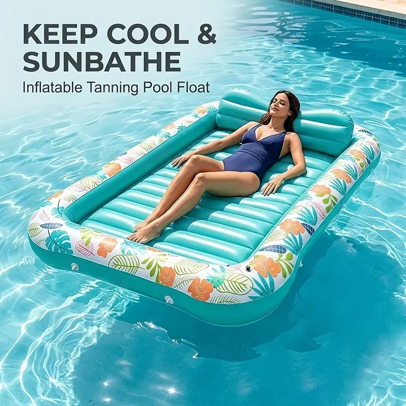 Inflatable Sunbed for Tanning, PVC Inflatable Float Bed, Outdoor Water Float, Adult Extra Large Sunbed, 87inch X 63inch, Pool Float, Lounge Float, Beach Sunbed