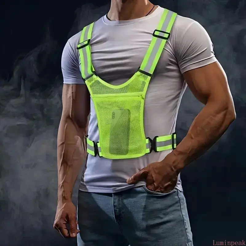Hi Vis Jacket Vest - 1/3pcs Durable Adjustable Reflective Safety Vest for Cyclists Runners, Breathable Polyester, Lightweight with Storage Pockets & Secure Hold, Universal Fit for Outdoor Biking Night Work, Reflective Vest