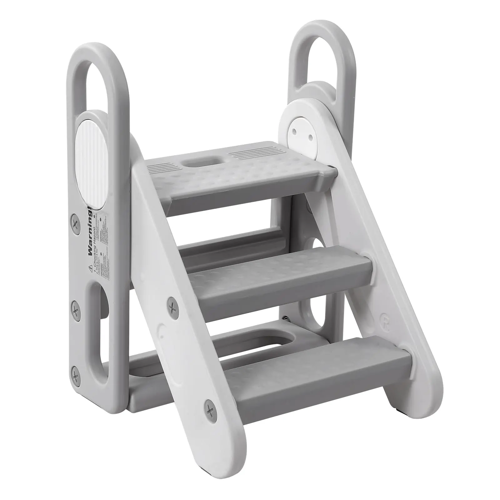 Garvee Foldable Adjustable 3-Step Toddler Stool with Handles for Bathroom, Kitchen, and Potty Training - Anti-Slip Nursery Stepping Ladder and Standing Tower for Safe Use