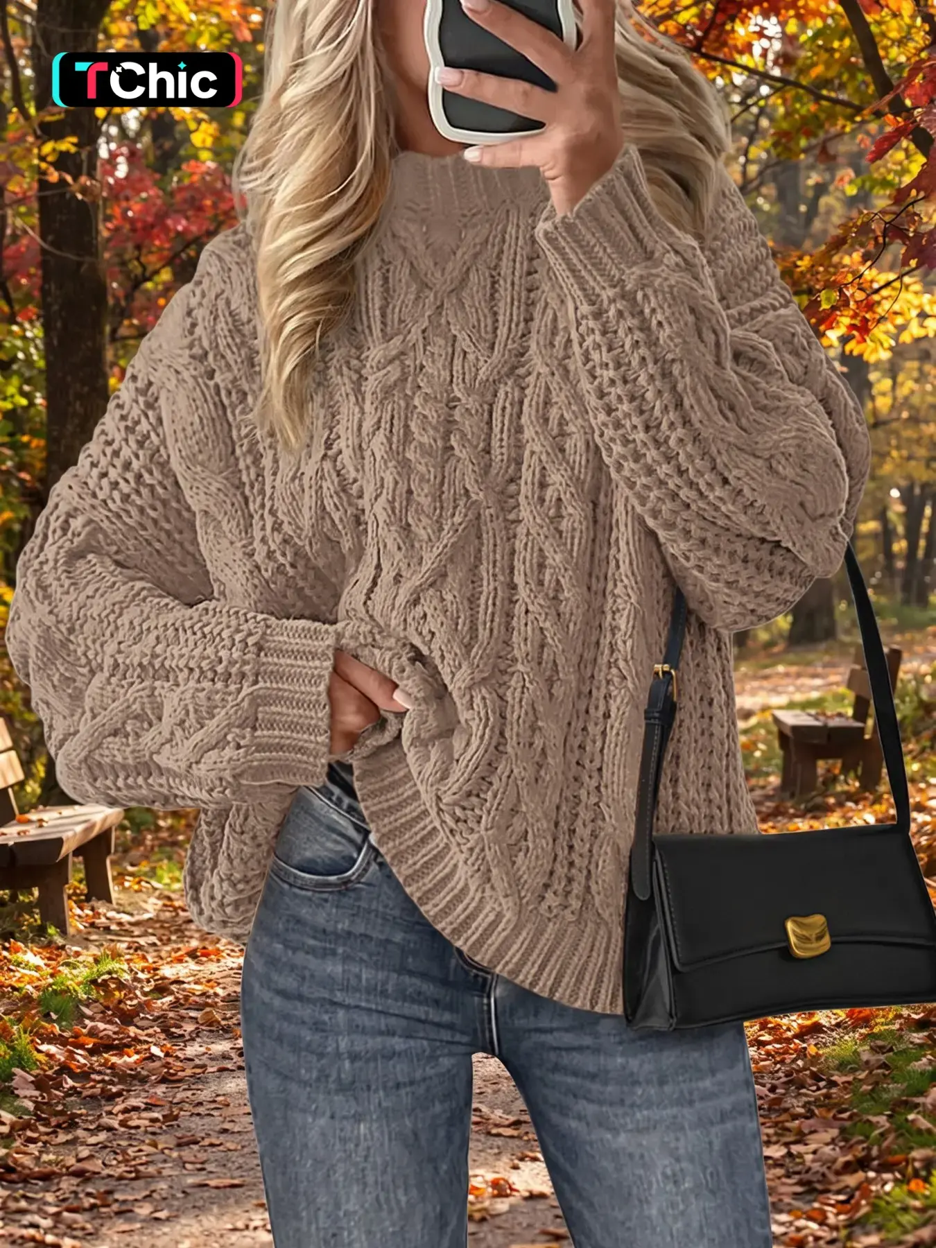 Women's Crew Neck Cable Knit Long Sleeve Pullover Sweater, Fall Winter Casual Loose Fit Solid Color Fashion Stylish Cozy Soft Warm  Chic Street Cute Sweater Top, Women Winter Sweater, Knit Tops for Autumn