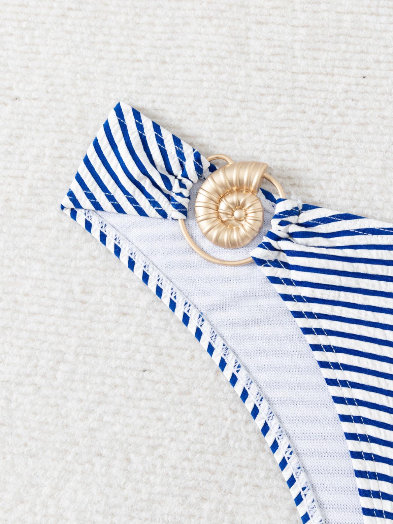 Women's Striped Print Bikini, Casual Fashion Chic Swimwear for Beach Vacation, Ladies Swimsuit for All Seasons, Swimsuit for Women, Bikinis Sets, Bikini Outfits, Summer Beach Bikini, Swimsuit Style Bandeau Bathing Suit, Low Waist Bikini, Beachswimsuits