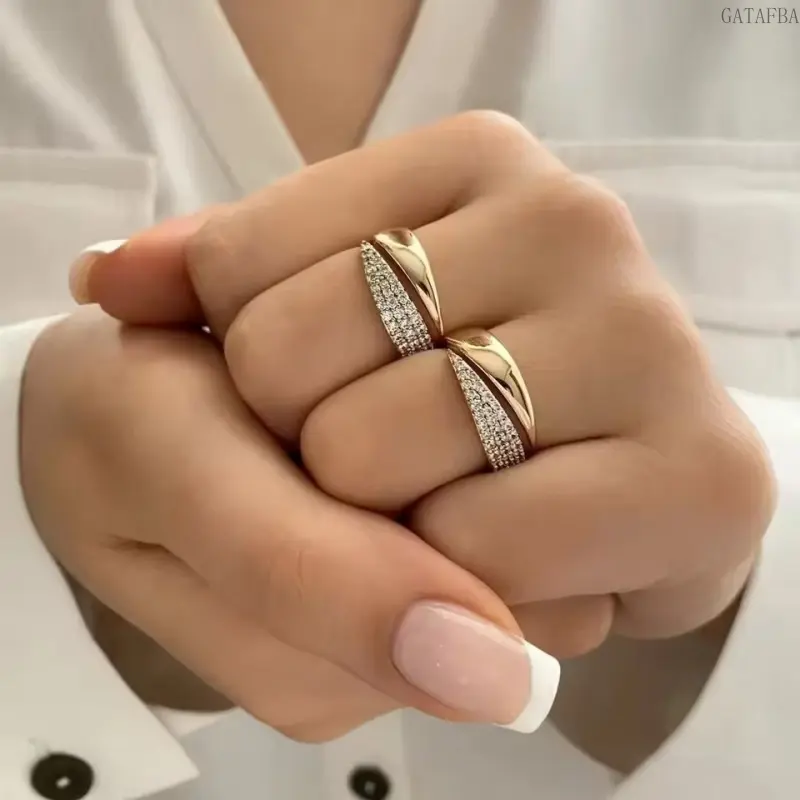 Ins Unique Adjustable Open Ring For Women, Cool Minimalist Rhinestone Index Finger Fashion Jewelry