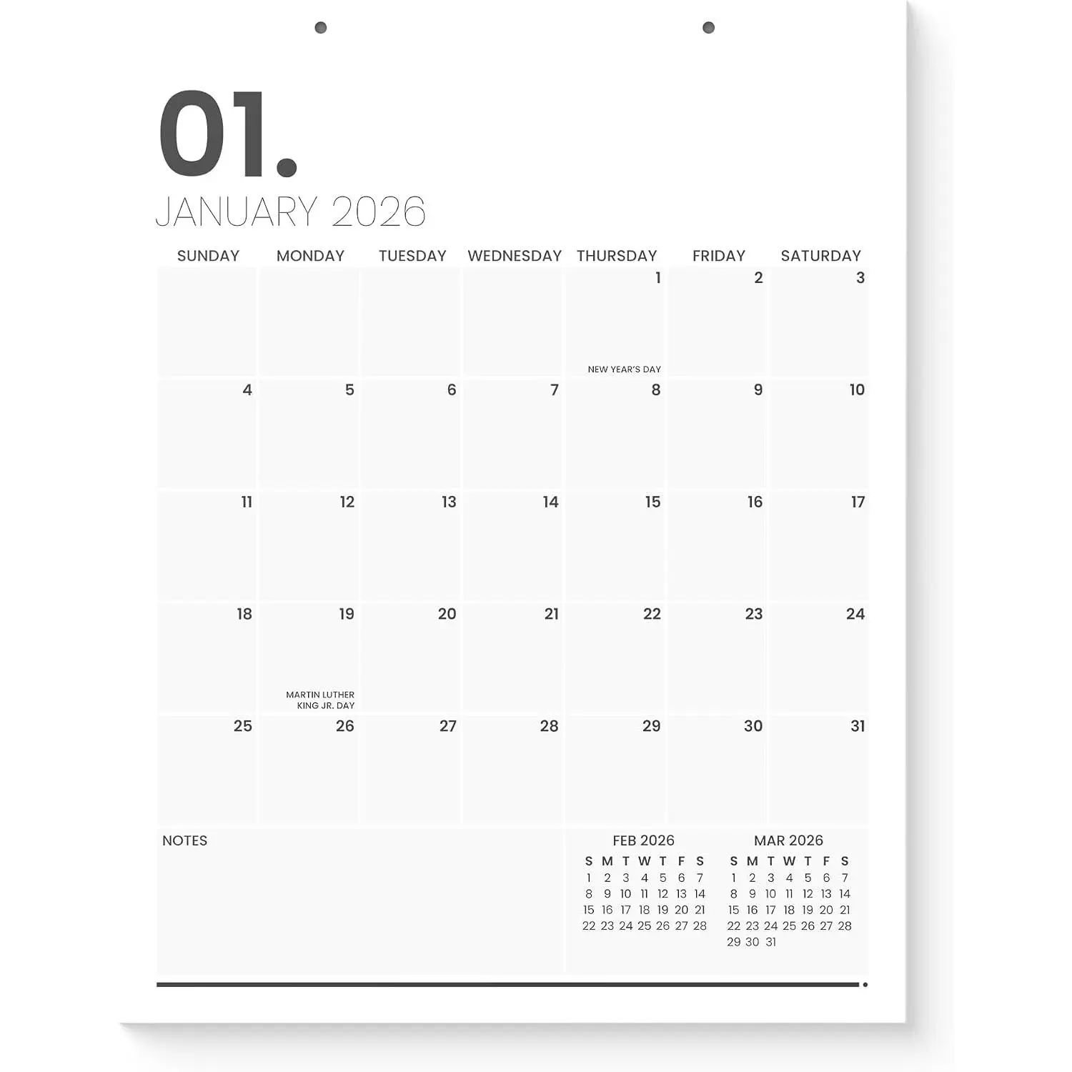 Versatile Calendar 2026 8.5x11 in - Minimalist | January 2026 to June 2027, Vertical, Aesthetic Monthly Planning Calendar, Versatile Use
