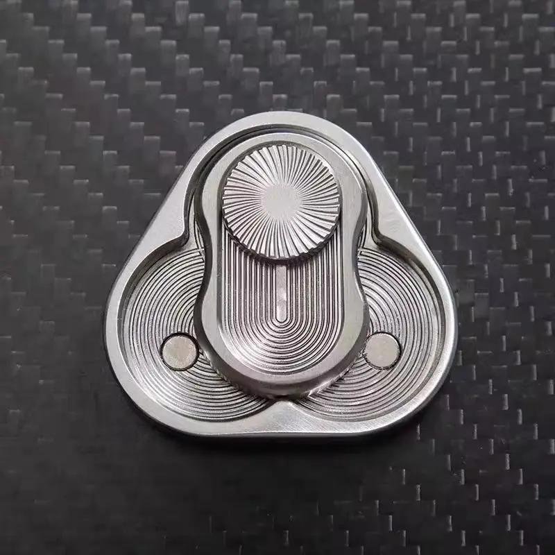 Triangle Metallic Fidget Slider, 1cm-Thick EDC Metal Finger Push Card with Steel Clamps, Anti-Stress Sensory Toy for Adults with Autism & Anxiety Relief