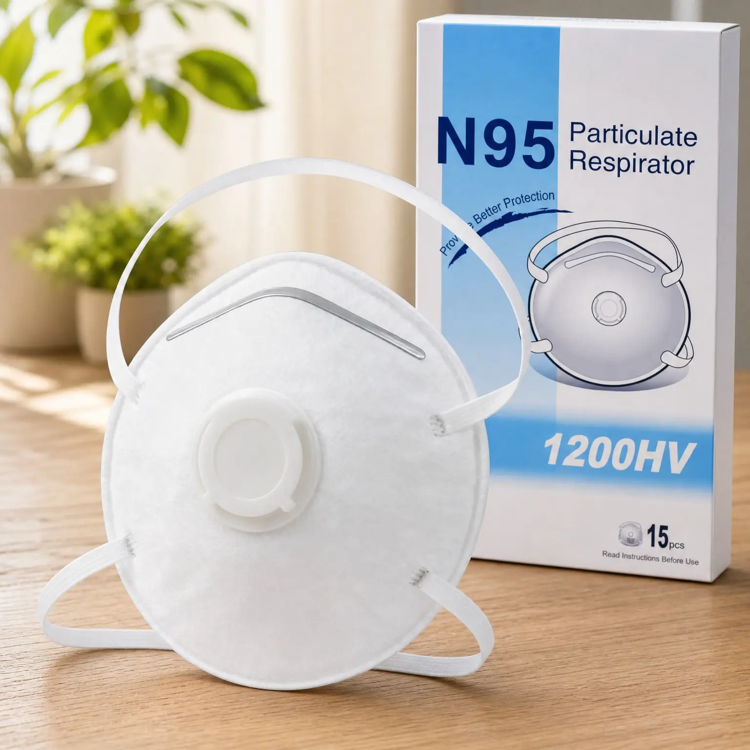 15Pcs NIOSH Certified N95 Cup Particulate Respirator Masks with Breathing Valve for Adults, Men & Women, WhiteGift