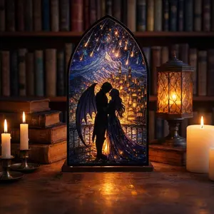 Velaris Feyre & Rhysand Acotar Suncatcher Candle Holder, Night Court Fantasy Bookshelf, Night Court Library Book Nook, Library Sign | 3D Bookshelf Sign | Fantasy Book Lover & Reader Gift Decor Decoration (No Candle Included)