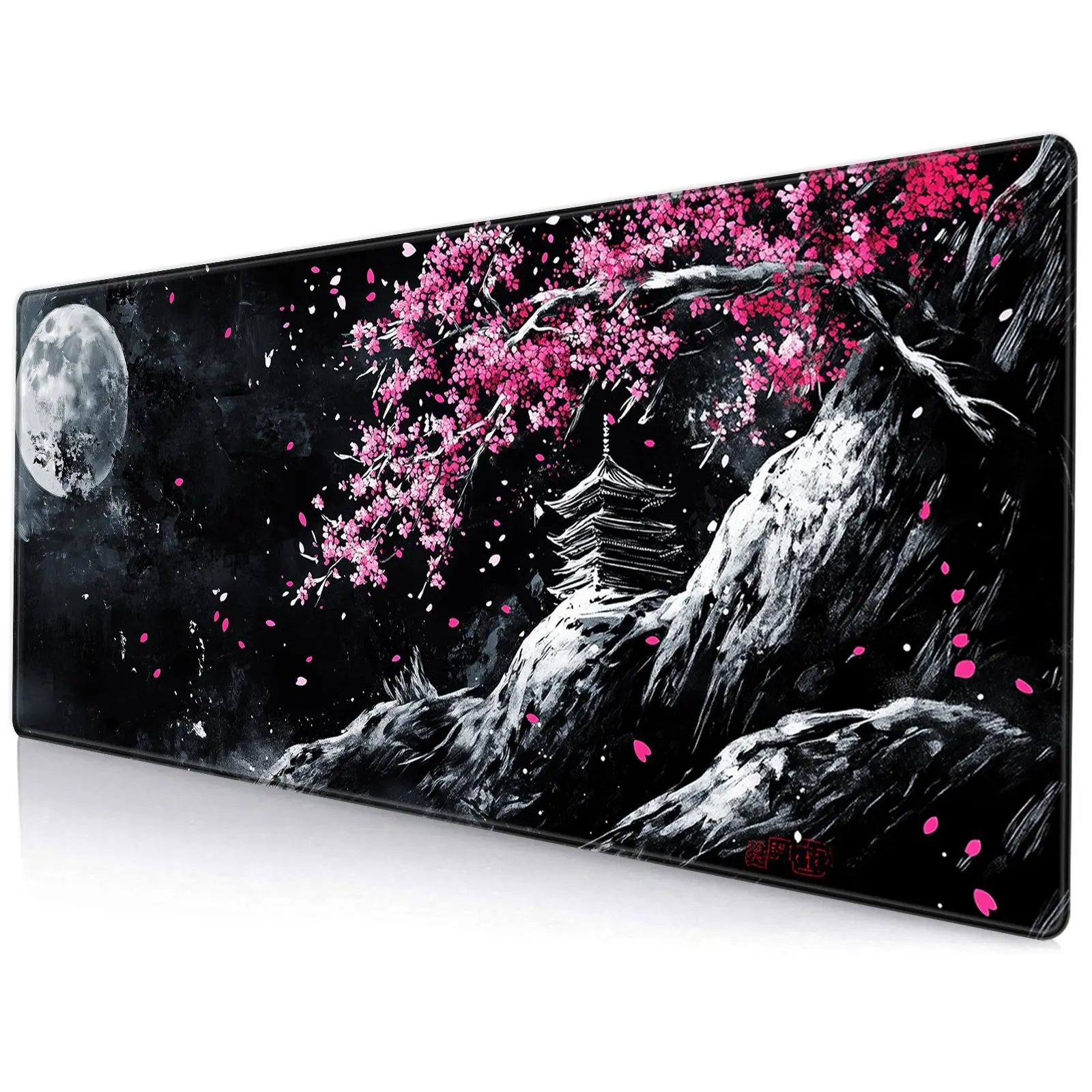 Cherry Blossom Landscape Pattern Mouse Pad, 1 Count Rectangle Gaming Mouse Pad with Anti-slip Rubber, Office Desk Keyboard Mouse Pad for Home Office Game Room Desk, Desk Accessories, Computer Accessories For Desk