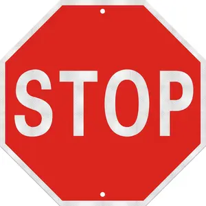 12 x 12 inch Octagonal Stop Sign High Strength Aluminum Reflective Panel Waterproof UV Resistant Rust Resistant Metal Traffic Sign