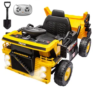 Ride-On Dump Truck – Remote Control, Electric Construction Vehicle, Dump Bed, Shovel, Music, 4-Wheel Shock Absorption