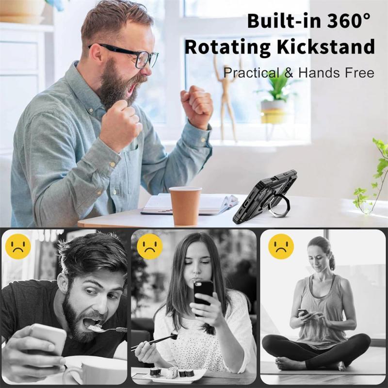 Case For iPhone 17 16E 16 15 14 13 Pro Max 11 Rotated Ring Kickstand Heavy Duty Drop Protection Wallet Phone Case Cover