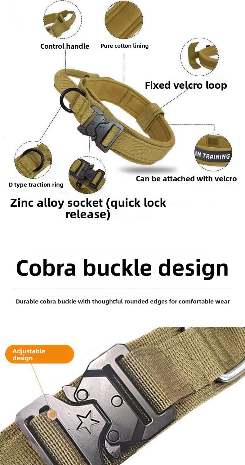 Tactical Dog Collar with Quick-Release Metal Buckle & Control Handle, Military-Grade Durable Nylon, Adjustable for Medium & Large Dogs, Camo Training Collar for German Shepherd, Pitbull, Rottweiler, Ideal for Walking, Hiking & Outdoor Training