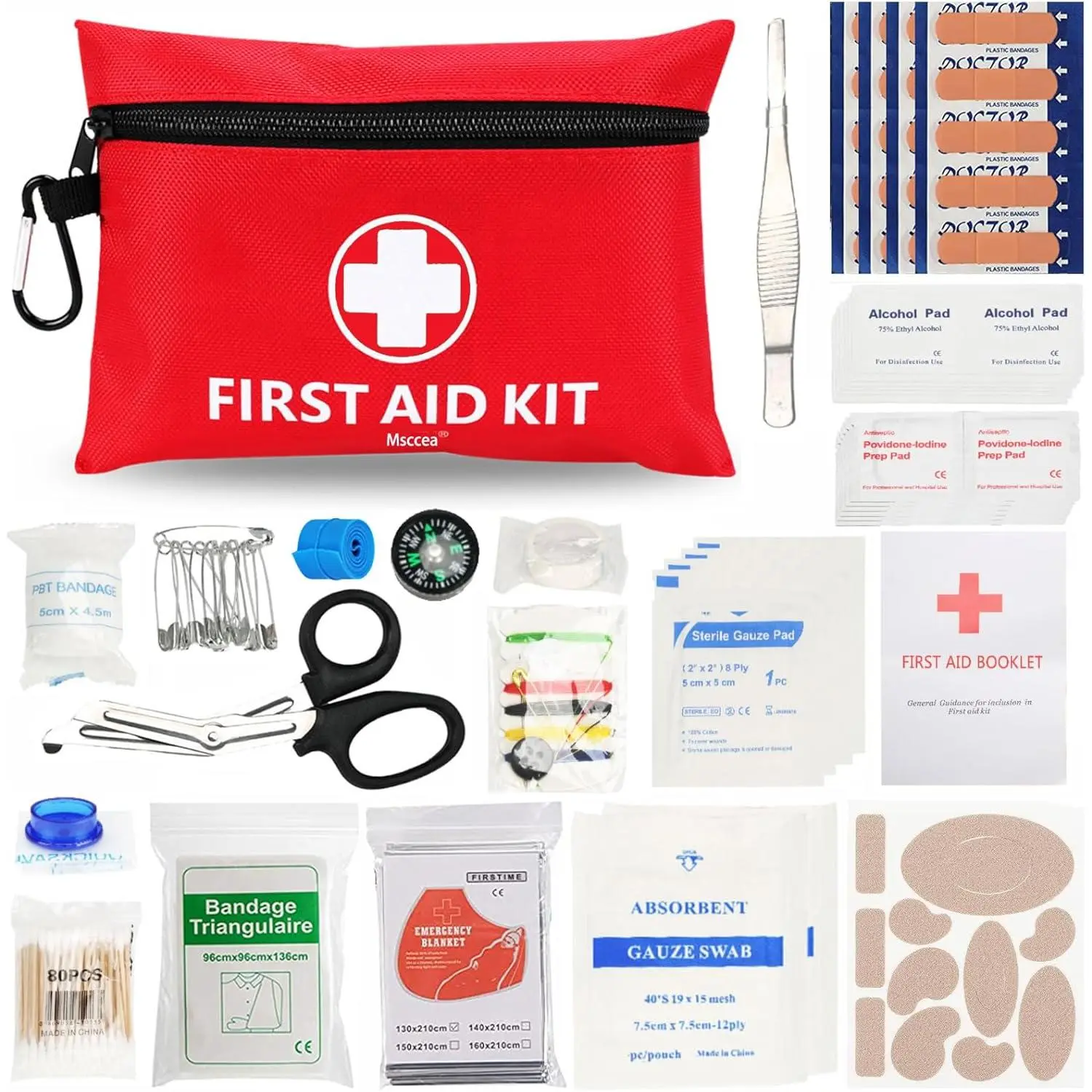 122-Piece Compact Pack Mini First Aid Kit for Injury Care, Portable Injury Supplies for Travelers, Camping, Home Use