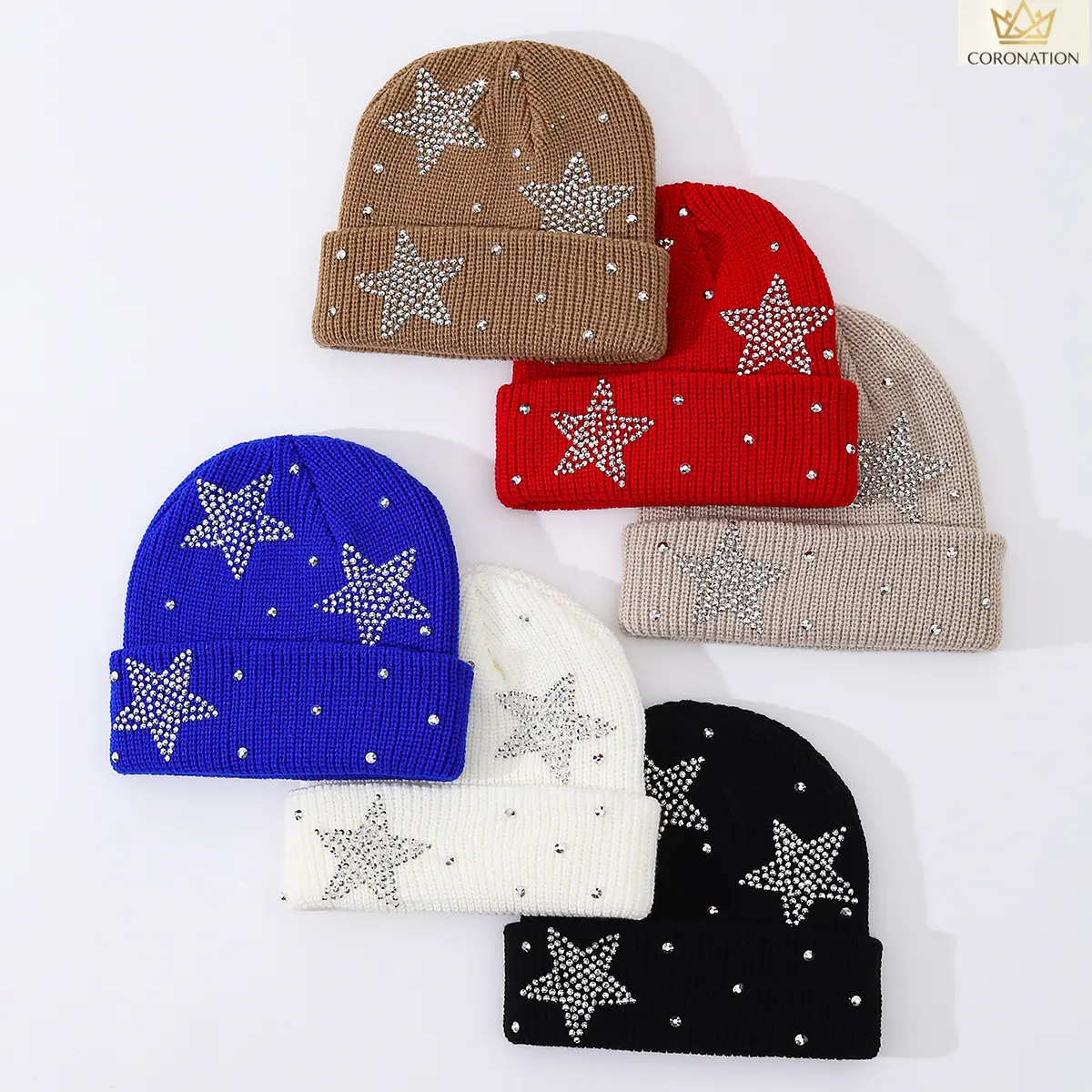 Star Rhinestone Beanie Hat, Y2K Bling Knit Beanie for Women & Men, Sparkly Full-Coverage Winter Hat, Warm Stretch Fit for Streetwear, Festivals, Travel, Outdoor Activities & Everyday Wear