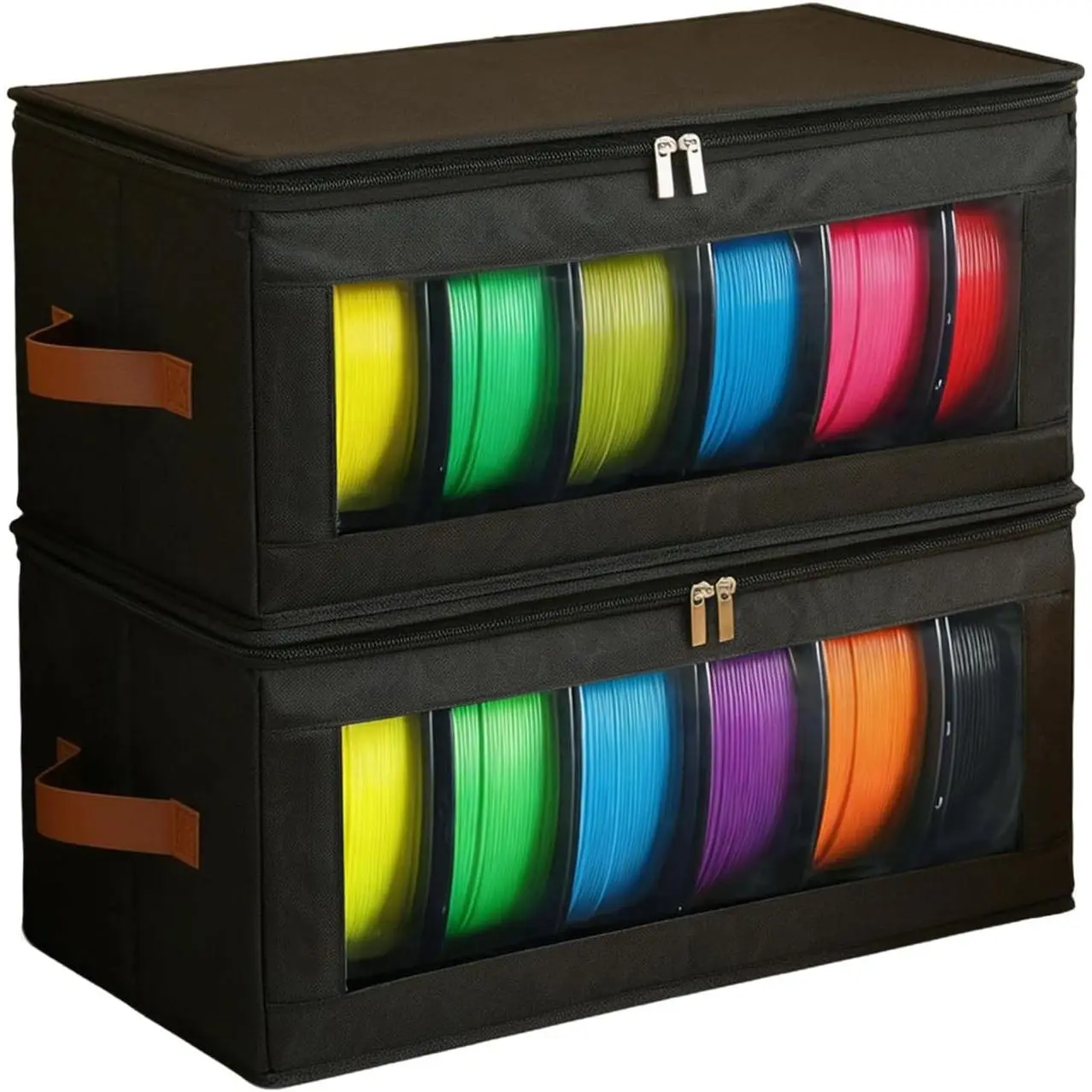 Printer Filament Storage Containers with Desiccants, ,  Organizer for  Office Workshop Studio (2, Black, 16.5x8.3x8.1 inch)