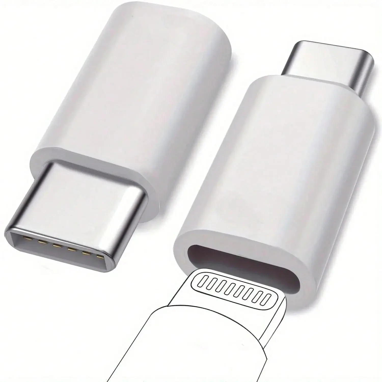 2-Pack Lightning Female to USB-C Male Adapter, Ideal for Charging and Data Transfer, Essential Accessory for Devices