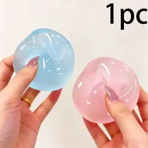 1pc Plush Slow Rise Blue Coconut Oil Handmade Squeeze Ball, 6cm Round Malt Stress Relief Toy, Sensory Pressure Ball, Ideal Gift