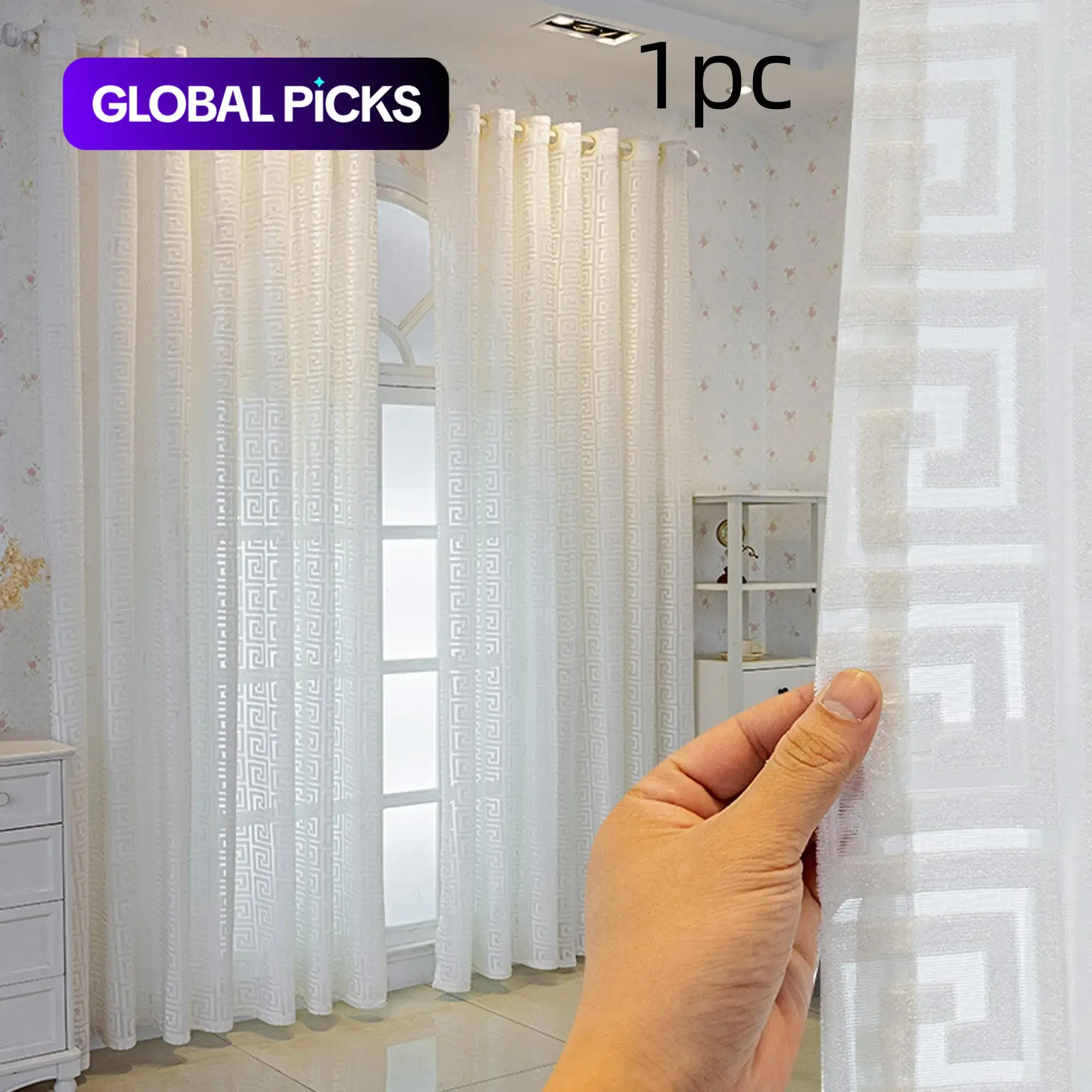 Luxury European Modern Embroidered Velvet Window Curtain, Semi-Transparent Light-Filtering Drapes for Living Room and Bedroom, Decorative Privacy Protection, Home Decoration Curtain #GLOBAL PICKS