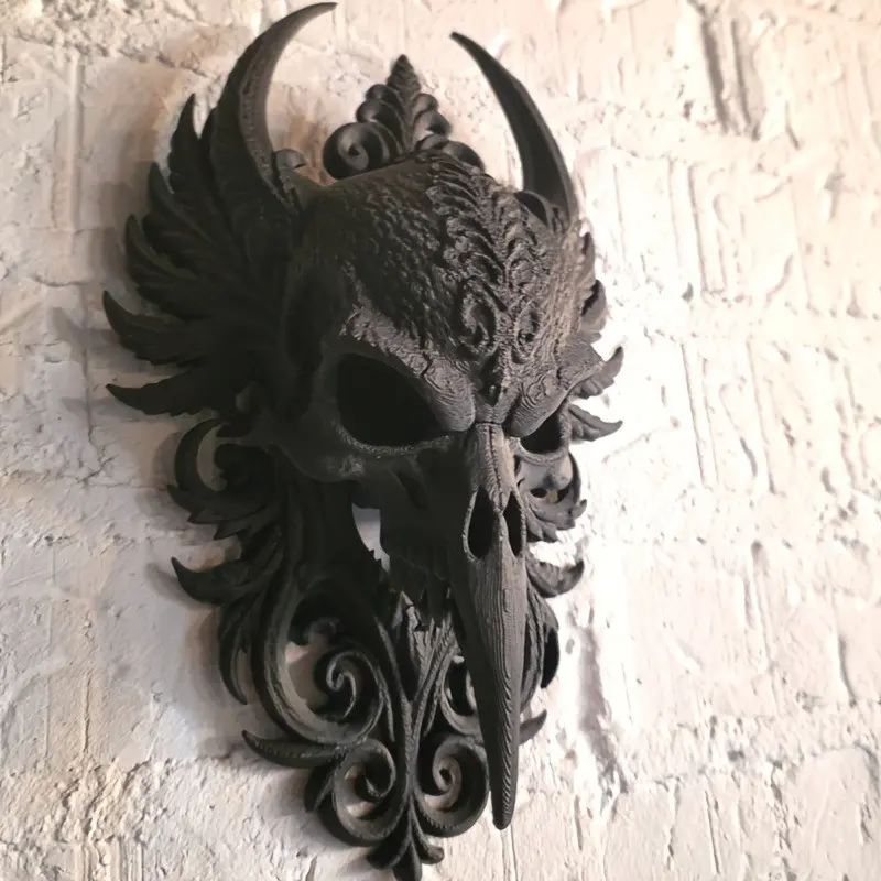 Gothic Raven Skull Statue, Wall Hanging Decor, Home Wall Decoration, Perfect for Living Room, Bedroom, Hallway, Halloween and Christmas Gift, Room Decorations