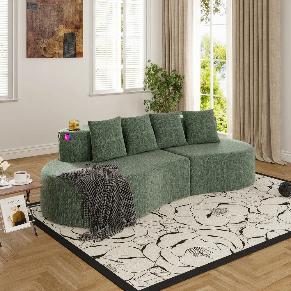 Littleox Modern Curved Sectional 3 Seat Minimalist Elegant Half Moon Sofa Compressed Modular Sectional Sofa for Living Room, Office, Apartment