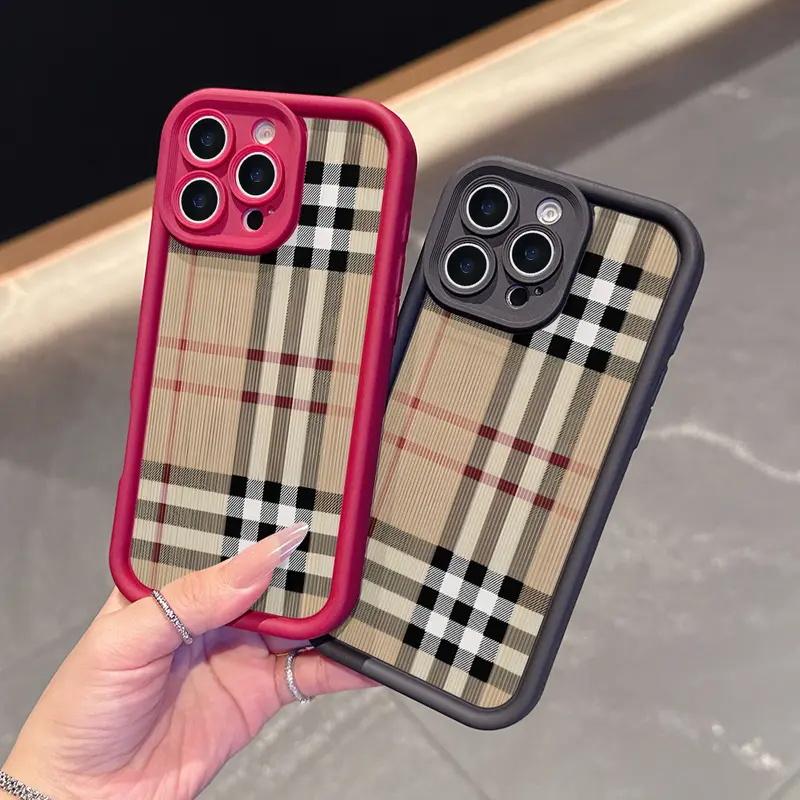 1 piece, beautiful checkered pattern shockproof phone case, suitable for iPhone 11, 12, 13, 14, 15, 16, 17 Pro Max, Pro Plus Air, made of soft silicone material, gift for boyfriend or girlfriend, Christmas gift, New Year gift.QXB640