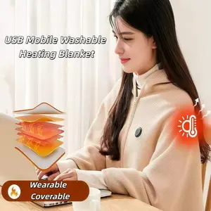 Electric Blanket USB Rechargeable Heating Blanket Single Warm Shawl 3 Level Heating Wearable Electric Blanket Heating Electric Blanket Suitable for Office Lunch Break Outdoor Travel Camping