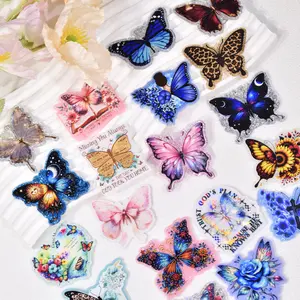 2D Flat - Mix of 30 Assorted Glitter Butterfly Acrylic Flatbacks of Glitter Resin And Acrylic, Suitable for Projects, Badge Reels, And Hair Additions Holiday Gifts, And Reward Presents