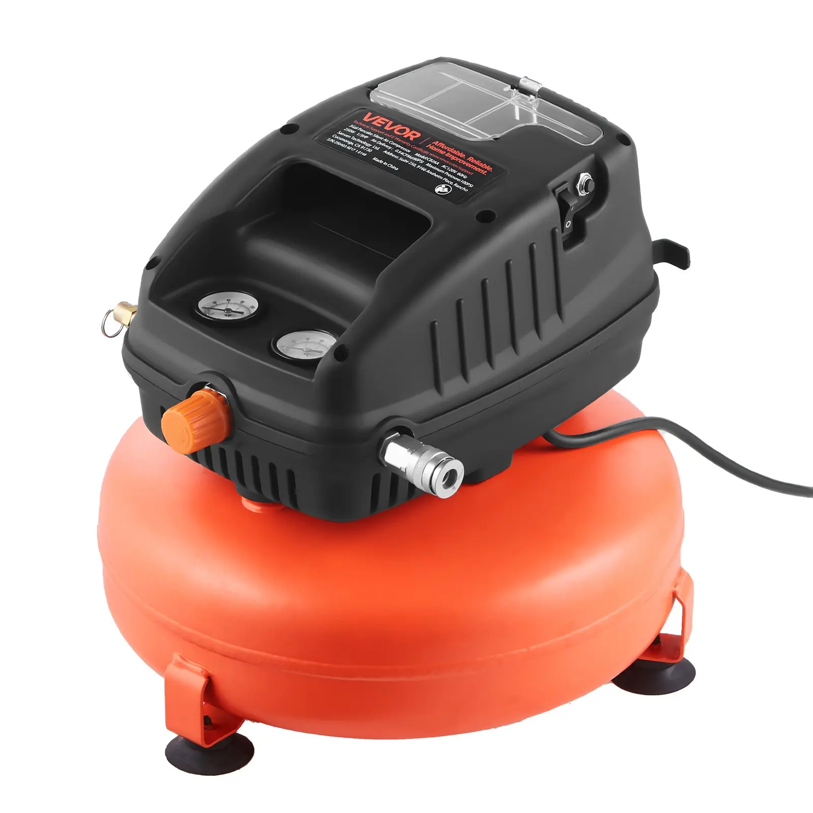 【DealsForYouDays】VEVOR 3 Gallon Air Compressor, 1/3HP 0.54CFM 90PSI Portable Pancake Air Compressor 100PSI Max Working Pressure, Oil-Free Compressor Tank for Tire Inflation, Spray Painting, Woodwork Nailing, 120V