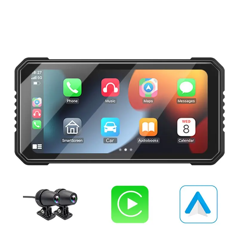 Venbes 6.25-Inch Motorcycle Navigation Android Gps, Wireless Carplay Android Auto, Ip67 Waterproof, Touchscreen, Voice Control, Bluetooth-compatible, Universal Model