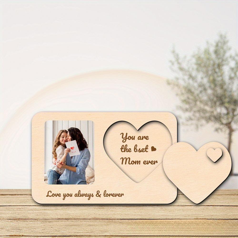 Wooden DIY Heart Shaped Photo Frame for Mother's Day, Creative Craft Picture Frame, Romantic "Best Mom Ever" Keepsake Gift, Perfect for Family Gatherings, Home Party Table Decor