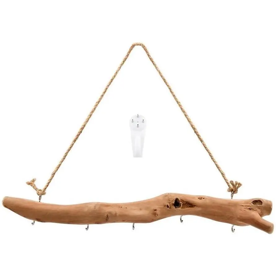15.7in Driftwood  Organizer, Tree Wall  Decor with 5 Hooks | Handcrafted  driftwood, each  ,  to hang with screws, holds //scarves, boho  style